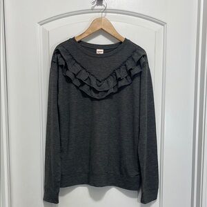 *5/$20* Arizona Jean Company Charcoal Gray Ruffle Top